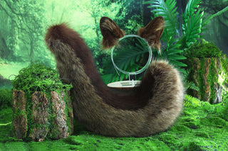 Squirrel ear and tail faux fur  squirrel tail and ear set animal cosplay petplay dog ear and tail puppy tail and ear squirrel kemonomimi