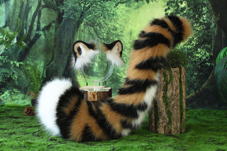 Tiger ear and tail set realistic faux fur tiger tail and ear set tiger petplay set animal cosplay tiger tail butt plug and ear tiger kemonomimi ears