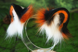 Tiger ear and tail set realistic faux fur tiger tail and ear set tiger petplay set animal cosplay tiger tail butt plug and ear tiger kemonomimi ears