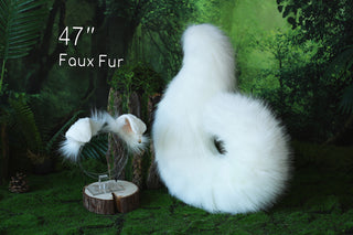 White puppy ear and tail butt plug puppy kemonomimi faux fur shepherd dog tail and ear Shiba Inu dog ear and tail set animal cosplay puppy play