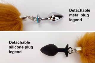 Brown real fur fox tail and ear faux fur ear wolf tail butt plug and ear cat ear and tail petplay kittenplay anime cosplay role play kemonomimi