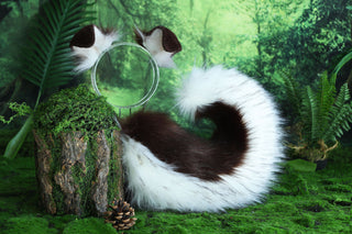 coffee white Shepherd dog tail and ear set Shiba Inu dog ear and tail plug set dog tail animal cosplay petplay puppy ear and tail set puppy tail