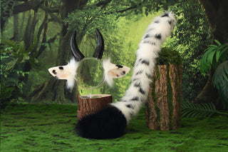 Faux fur cow ear and tail cow kemonomimi cow costume ear anime cosplay ear christmas gift cattle tail plug and ear therian Halloween gift furry