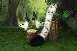 Faux fur cow ear and tail cow kemonomimi cow costume ear anime cosplay ear christmas gift cattle tail plug and ear therian Halloween gift furry