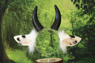 Faux fur cow ear and tail cow kemonomimi cow costume ear anime cosplay ear christmas gift cattle tail plug and ear therian Halloween gift furry