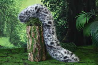 Spotted faux fur snow leopard ear and tail set role play snow leopard cosplay ear and tail therian spotted leopard kemonomimi christmas gift furry